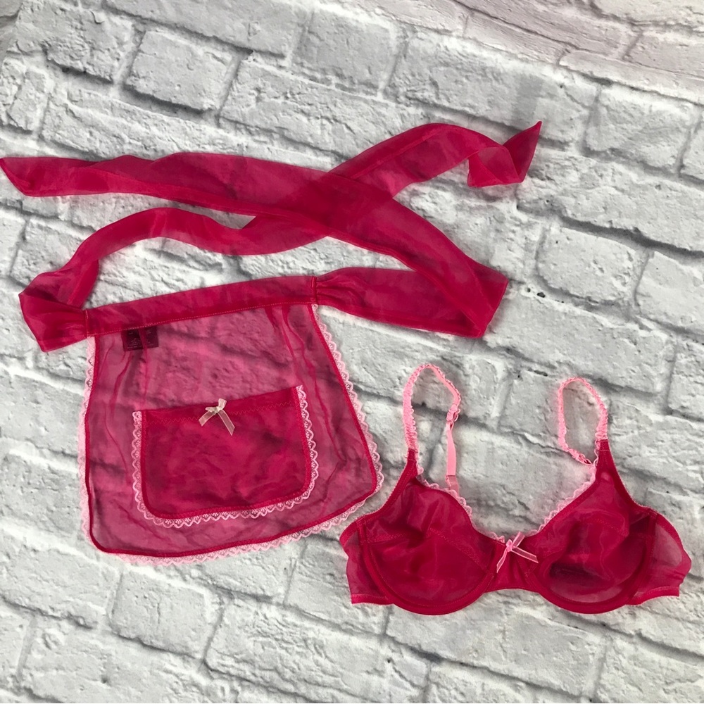 Victoria’s Secret‎ Sexy Little Things 2pc Maid Set Bra & Apron Organza